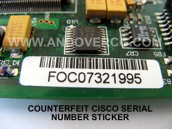 Counterfeit Cisco WIC-1DSU-T1-V2 Serial number sticker