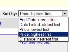 ebay sort criteria